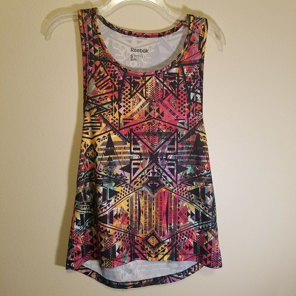 BOGO Reebok Multicolor Geometric Print Tank Top - Black, Pink, Yellow, Teal